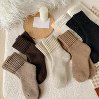 Wool Women's Medium Socks Thickened Keep Warm Pure Color