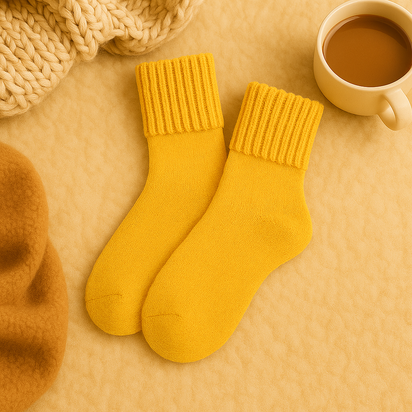 Wool Women's Medium Socks Thickened Keep Warm Pure Color