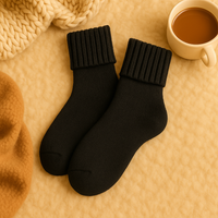 Wool Women's Medium Socks Thickened Keep Warm Pure Color