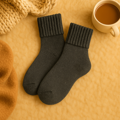 Wool Women's Medium Socks Thickened Keep Warm Pure Color