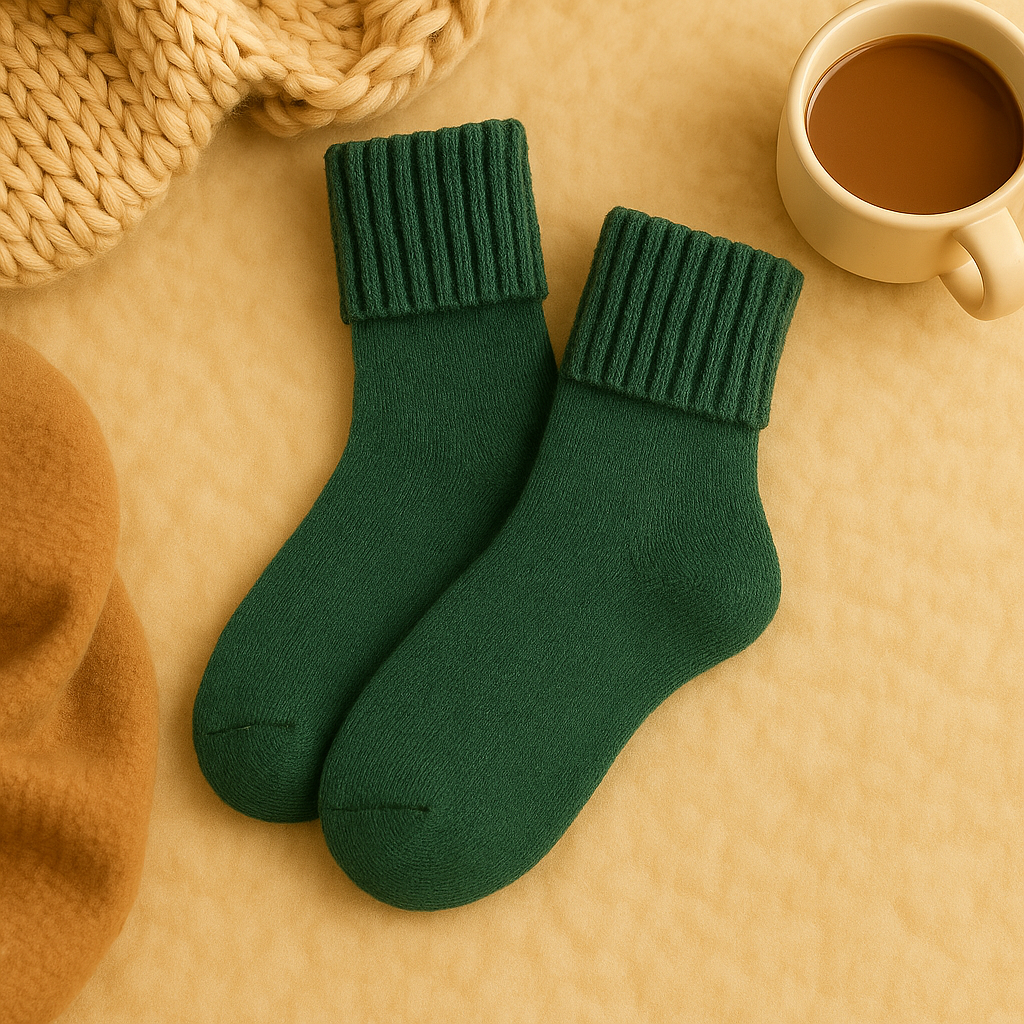 Wool Women's Medium Socks Thickened Keep Warm Pure Color