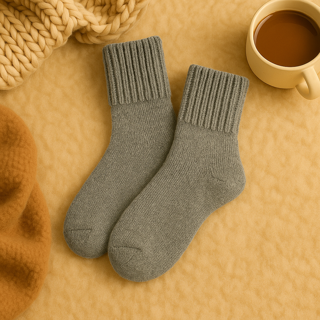 Wool Women's Medium Socks Thickened Keep Warm Pure Color