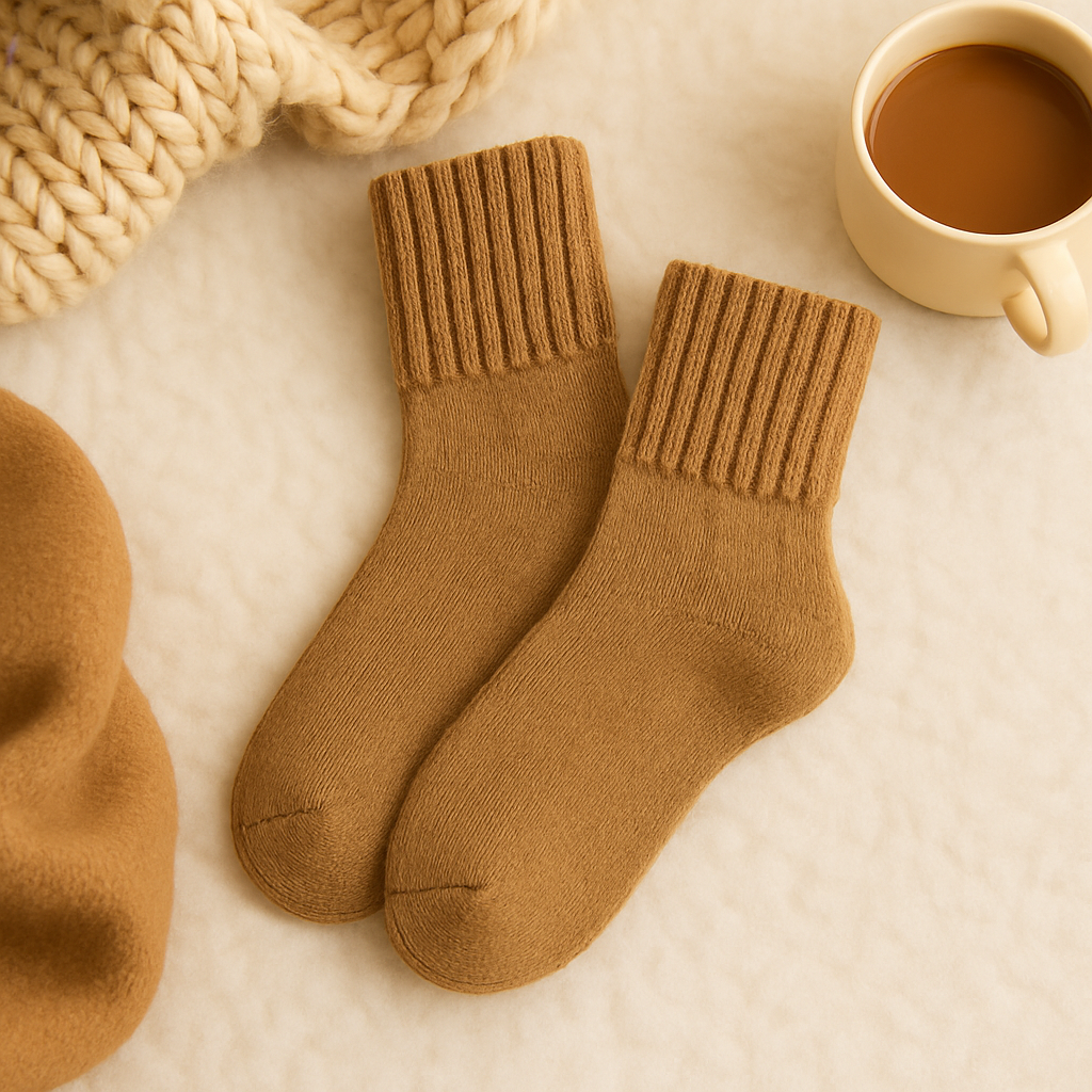 Wool Women's Medium Socks Thickened Keep Warm Pure Color