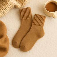 Wool Women's Medium Socks Thickened Keep Warm Pure Color